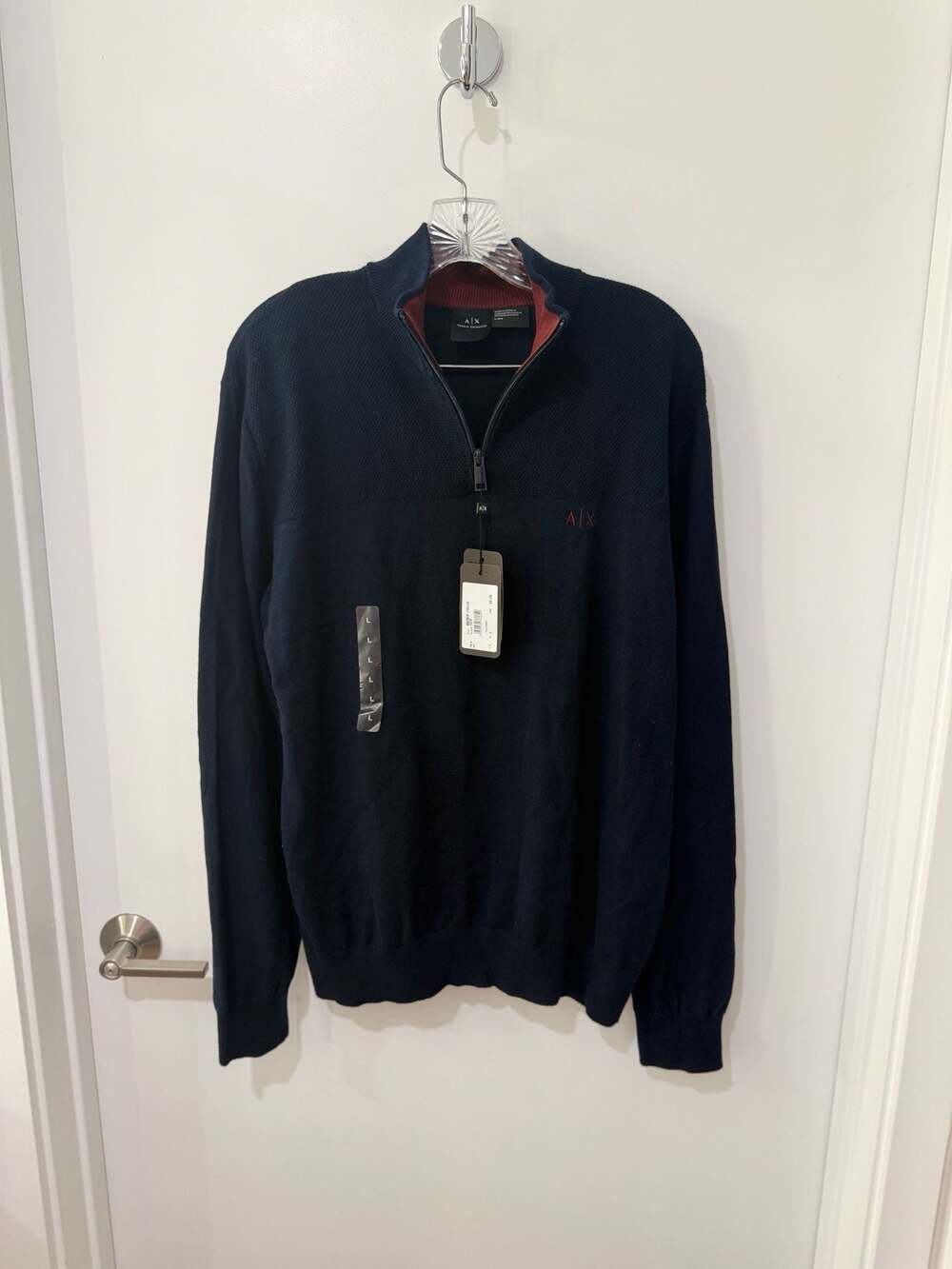 Armani Exchange Men's Half-Zip Pullover Sweater in Navy Blue